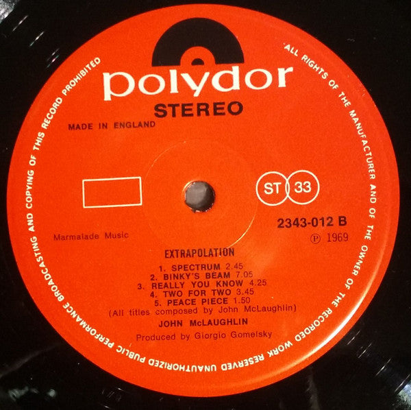 John McLaughlin : Extrapolation (LP, Album)