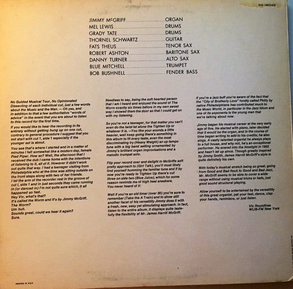 Jimmy McGriff Organ And Blues Band : The Worm (LP, Album, All)