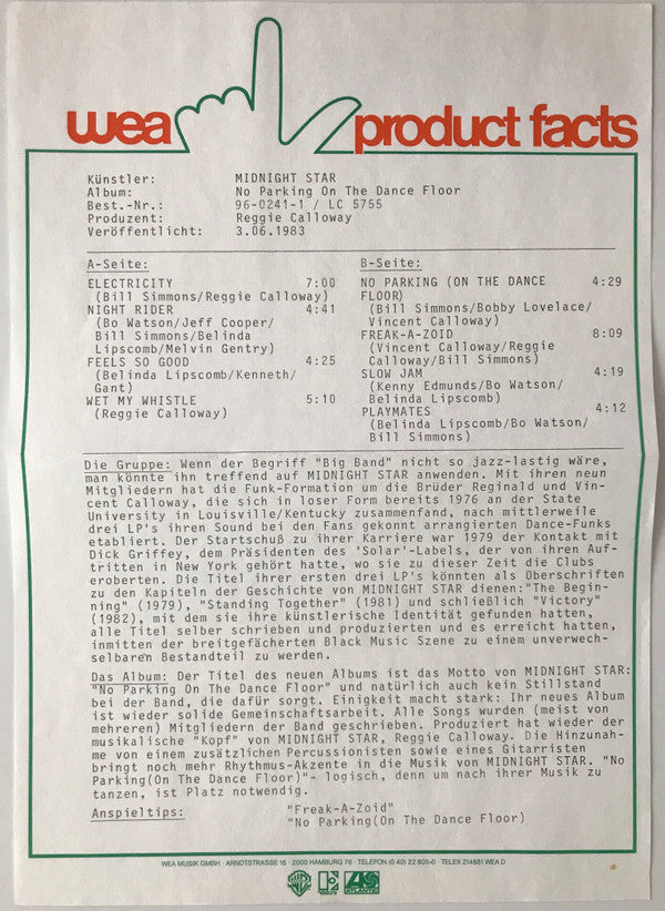 Midnight Star : No Parking On The Dance Floor (LP, Album)