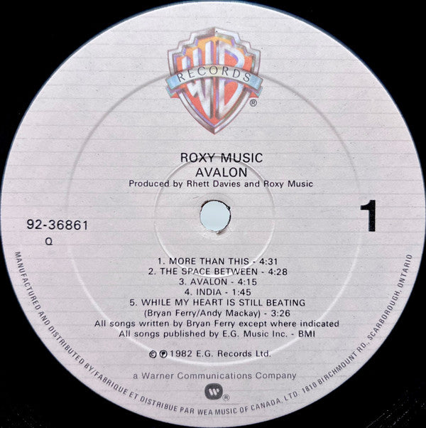 Roxy Music : Avalon (LP, Album, Pin)