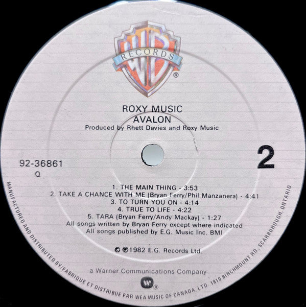 Roxy Music : Avalon (LP, Album, Pin)