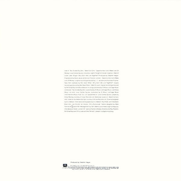 Pet Shop Boys : Please (LP, Album)