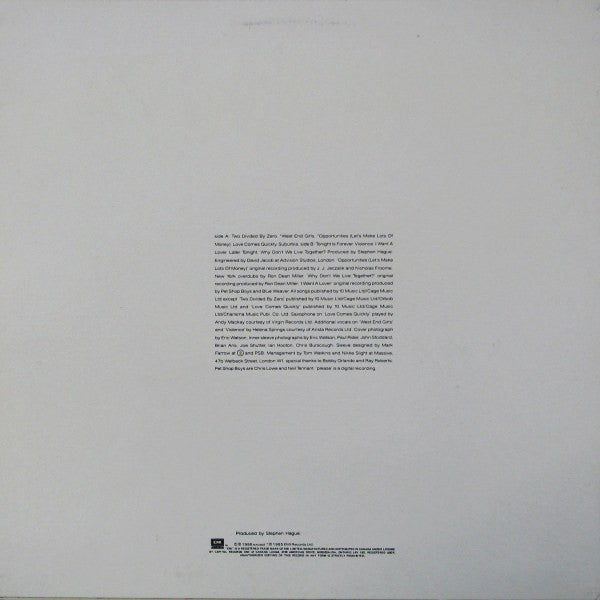 Pet Shop Boys : Please (LP, Album)