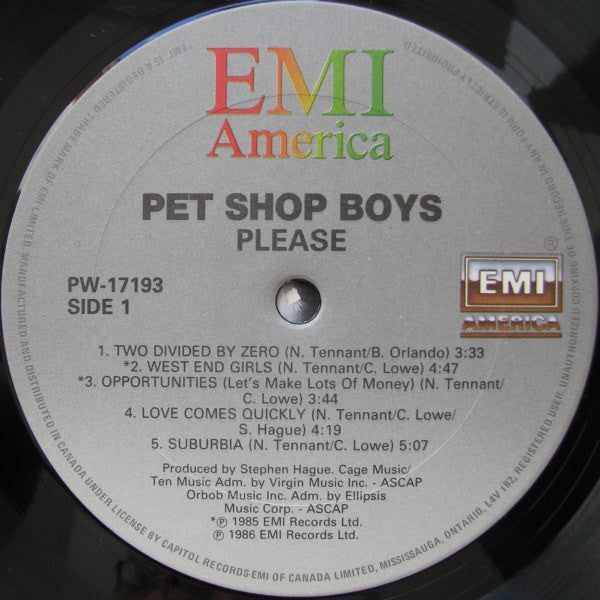 Pet Shop Boys : Please (LP, Album)
