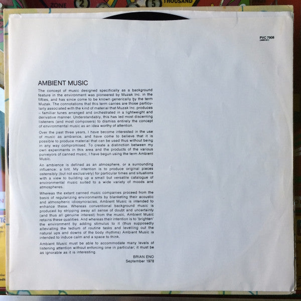 Brian Eno : Ambient 1 (Music For Airports) (LP, Album)