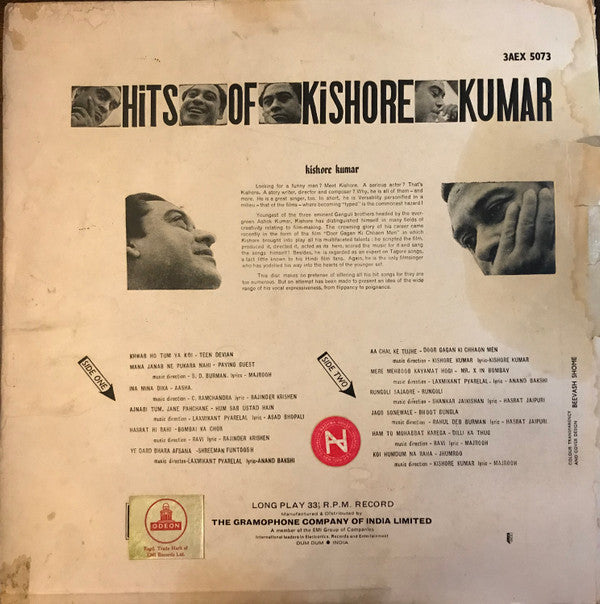 Kishore Kumar : Hits Of Kishore Kumar (LP, Comp, RE)