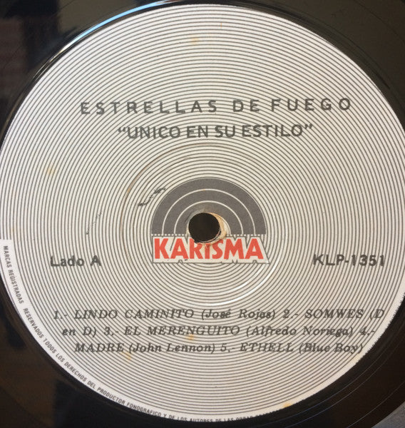 Estrellas De Fuego : Unico En Su Estilo (LP, Album)