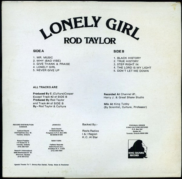 Rod Taylor : Lonely Girl (LP, Comp)
