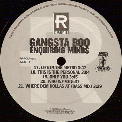 Gangsta Boo : Enquiring Minds (2xLP, Album, Promo)