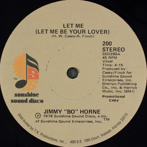 Jimmy "Bo" Horne : Let Me (Let Me Be Your Lover) / Dance Across The Floor (12", Promo)