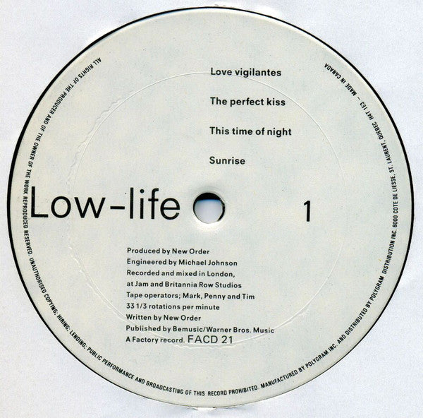 New Order : Low-life (LP, Album, RE, RP)