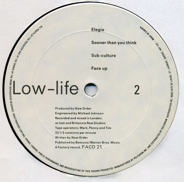 New Order : Low-life (LP, Album, RE, RP)
