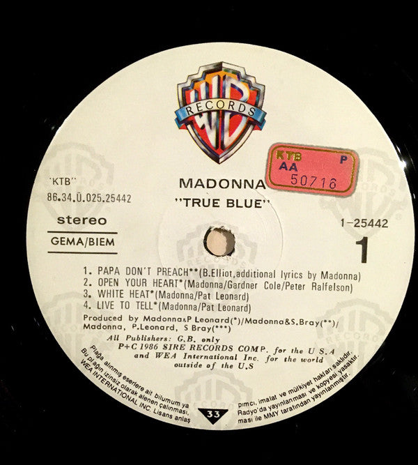 Madonna : True Blue (LP, Album)