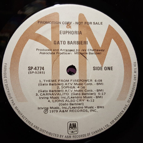 Gato Barbieri : Euphoria (LP, Album, Promo)