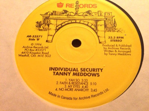 Tanny Meddows : Individual Security (LP, Album)