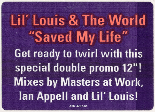 Lil' Louis & The World : Saved My Life (2x12", Promo)