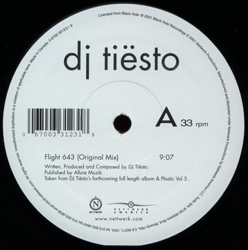 DJ Tiësto : Flight 643 (12")