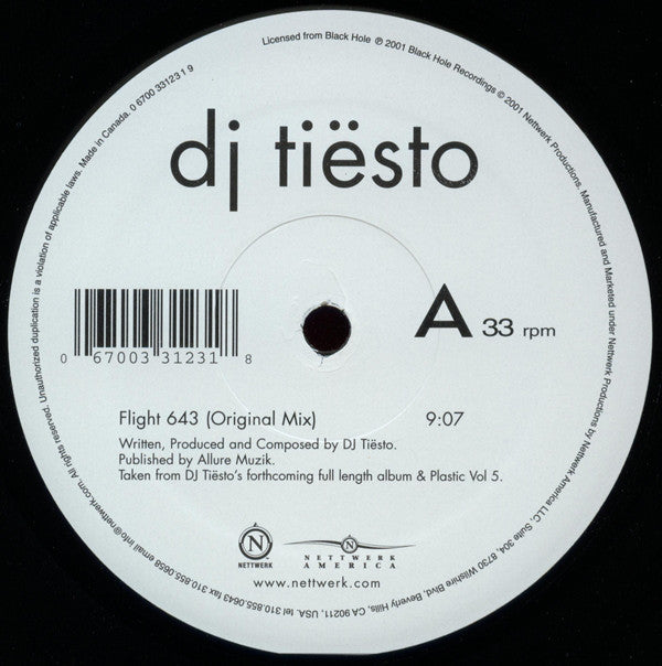 DJ Tiësto : Flight 643 (12")