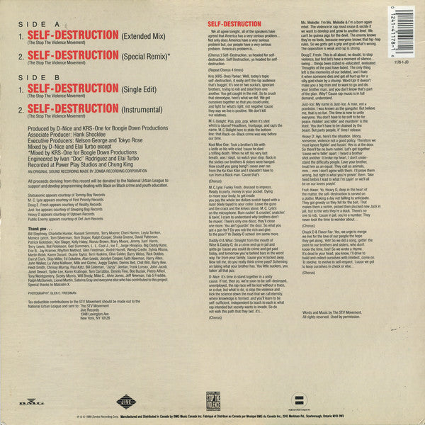 The Stop The Violence Movement : Self Destruction (12")