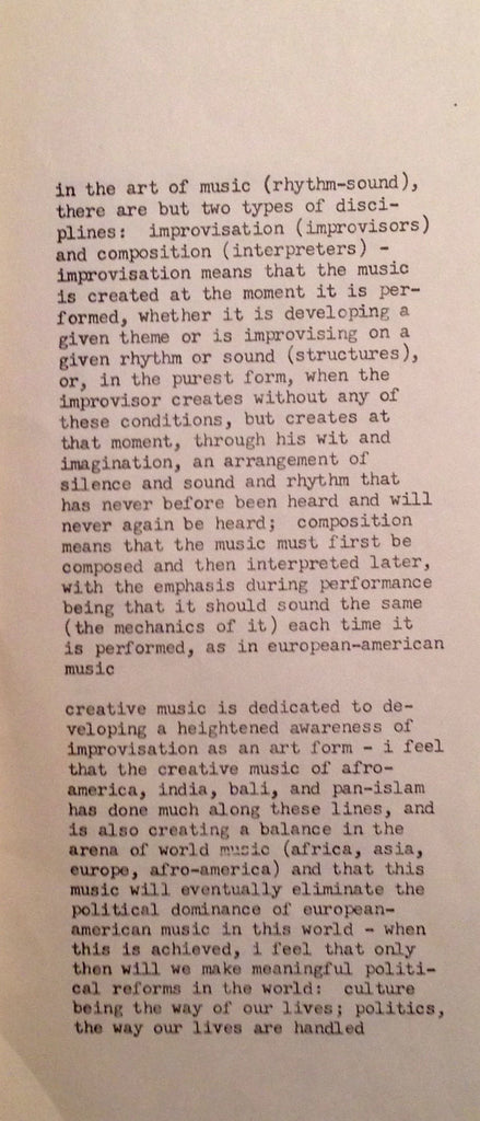 Wadada Leo Smith : Creative Music - 1 (Six Solo Improvisations) (LP, Album)