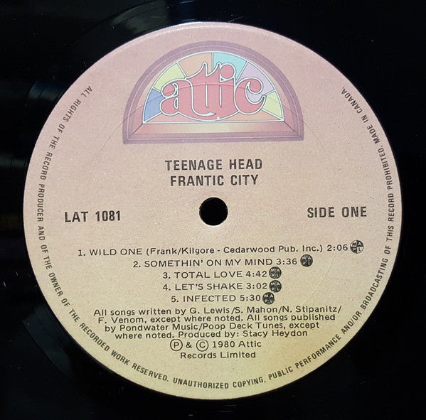 Teenage Head : Frantic City (LP, Album, Tex)