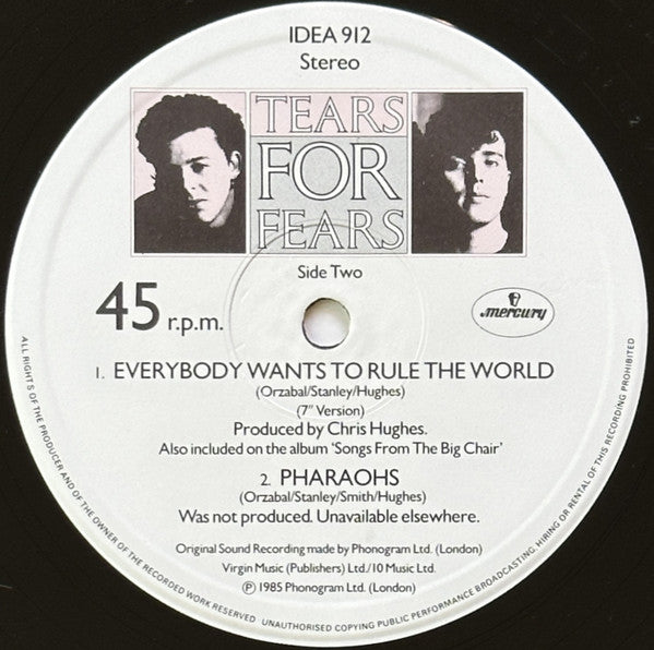 Tears For Fears : Everybody Wants To Rule The World (Extended Version) (12", Single)