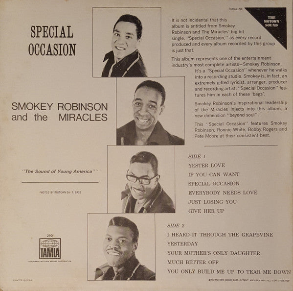 The Miracles : Special Occasion (LP, Album)