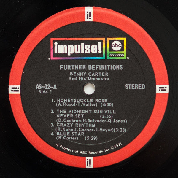 Benny Carter And His Orchestra : Further Definitions (LP, Album, RE, Gat)