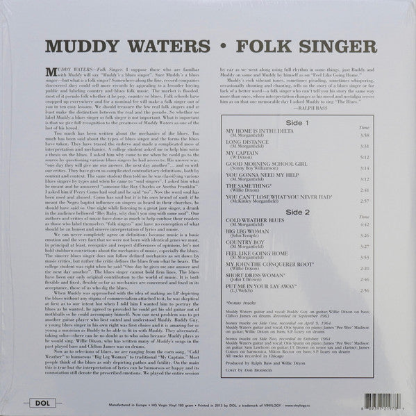 Muddy Waters : Folk Singer (LP, Album, RE, 180)