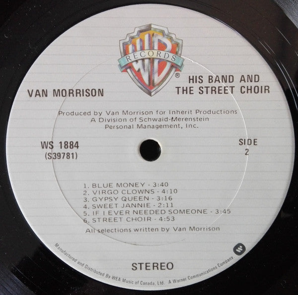 Van Morrison : His Band And The Street Choir (LP, Album, RE, Gat)