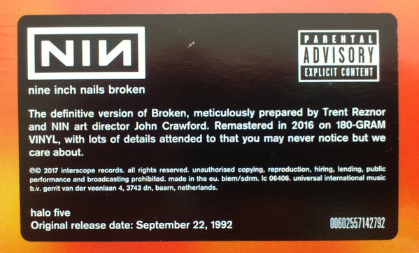 Nine Inch Nails : Broken (12", S/Sided, MiniAlbum, Etch, Def + 7" + RE, RM)