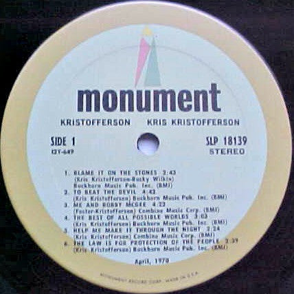 Kris Kristofferson : Kristofferson (LP, Album, RP, Apr)