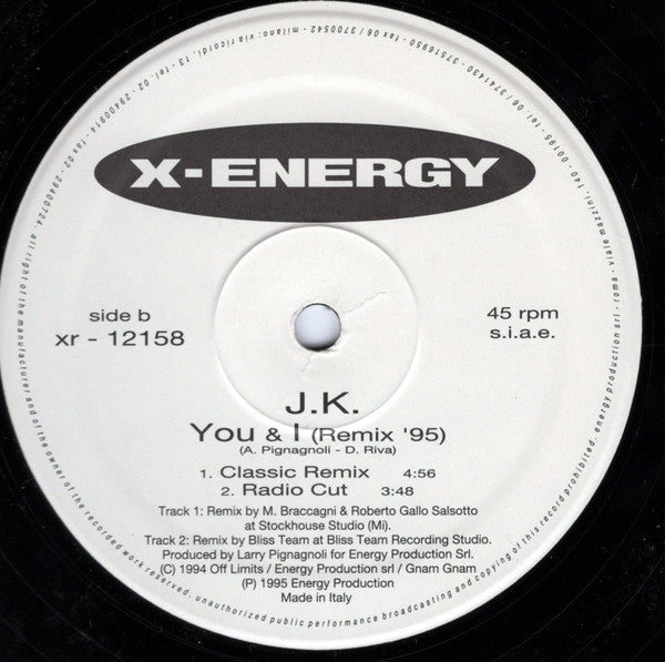 J.K. : You & I (Remix '95) (12", Promo)