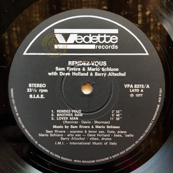 Sam Rivers & Mario Schiano : Rendez-Vous (LP, Album)