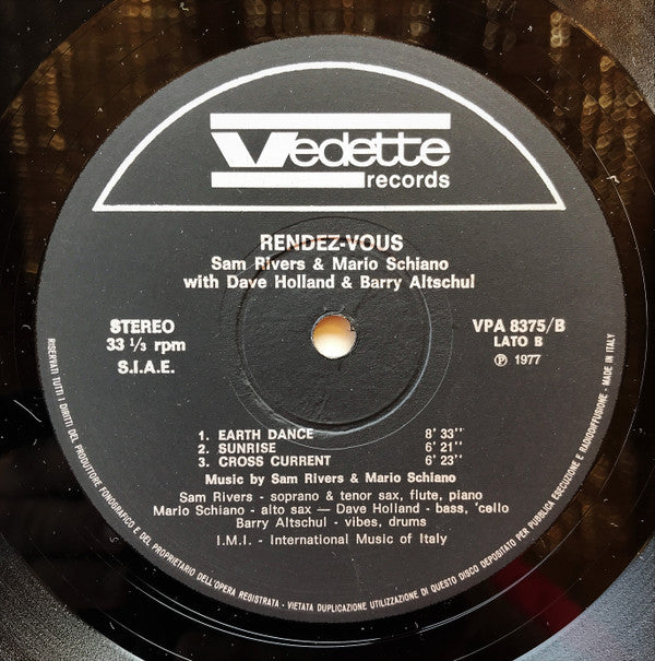 Sam Rivers & Mario Schiano : Rendez-Vous (LP, Album)