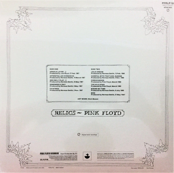 Pink Floyd : Relics (LP, Comp, Mono, RE, RM, 180)