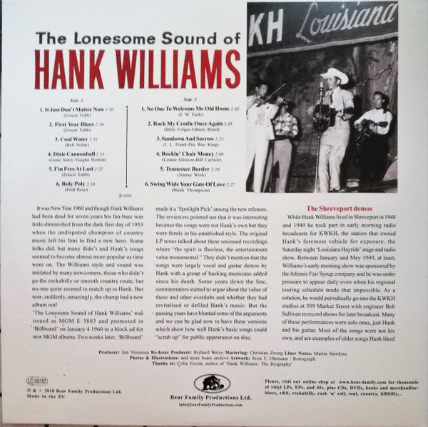 Hank Williams : The Lonesome Sound Of Hank Williams (10", Album, Mono, RE)