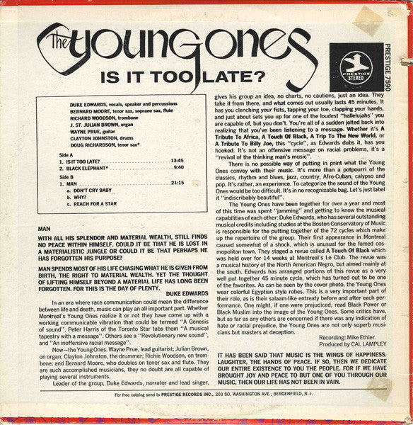Duke Edwards & The Young Ones (3) : Is It Too Late? (LP, Album)