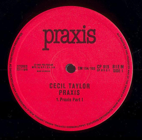 Cecil Taylor : Praxis (2xLP, Album)