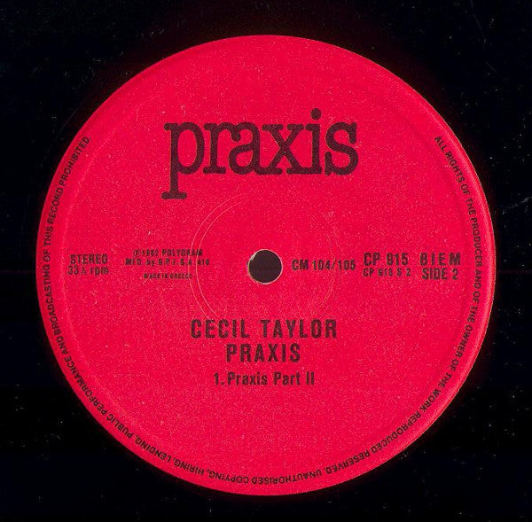 Cecil Taylor : Praxis (2xLP, Album)