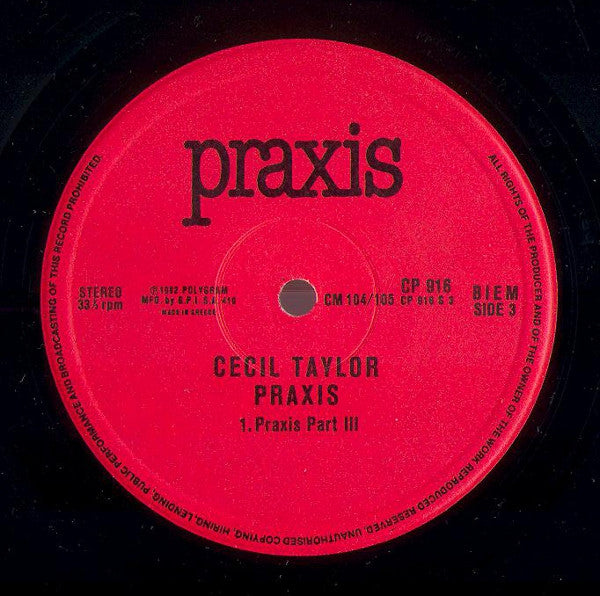 Cecil Taylor : Praxis (2xLP, Album)