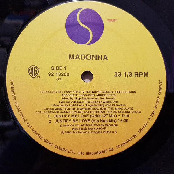 Madonna : Justify My Love (12", Maxi)