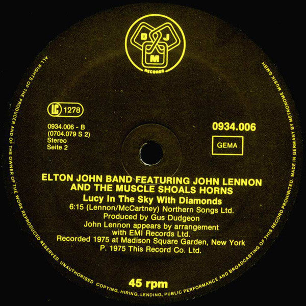 Elton John Band Featuring John Lennon And Muscle Shoals Horns : I Saw Her Standing There (12", Single)