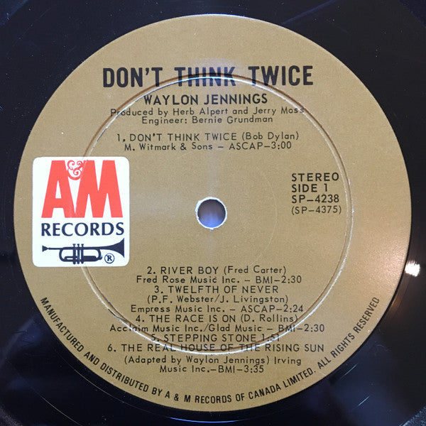 Waylon Jennings : Don't Think Twice (LP, Album)