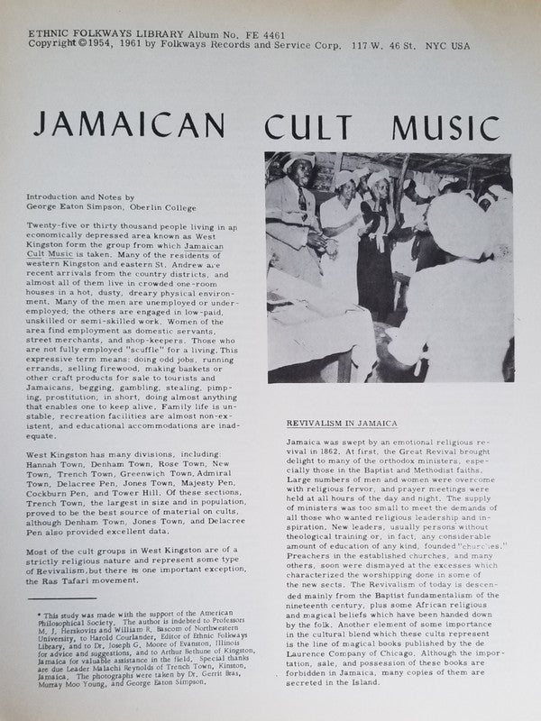 Various : Jamaican Cult Music (LP, Album, RP, Tex)