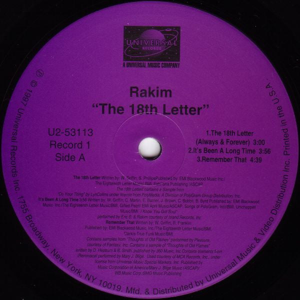 Rakim : The 18th Letter (2xLP, Album)