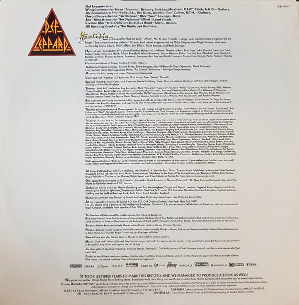 Def Leppard : Hysteria (LP, Album, Don)
