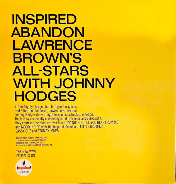 Lawrence Brown, Johnny Hodges, Lawrence Brown's All-Stars : Inspired Abandon (LP, Album)