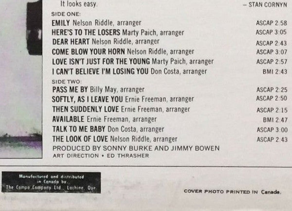 Frank Sinatra : Softly, As I Leave You (LP, Album, Mono, Blu)
