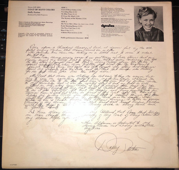 Dolly Parton : Coat Of Many Colors (LP, Album)